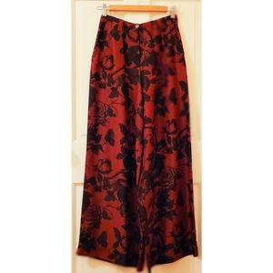 Dries Van Noten Rose Print Silk Pants
